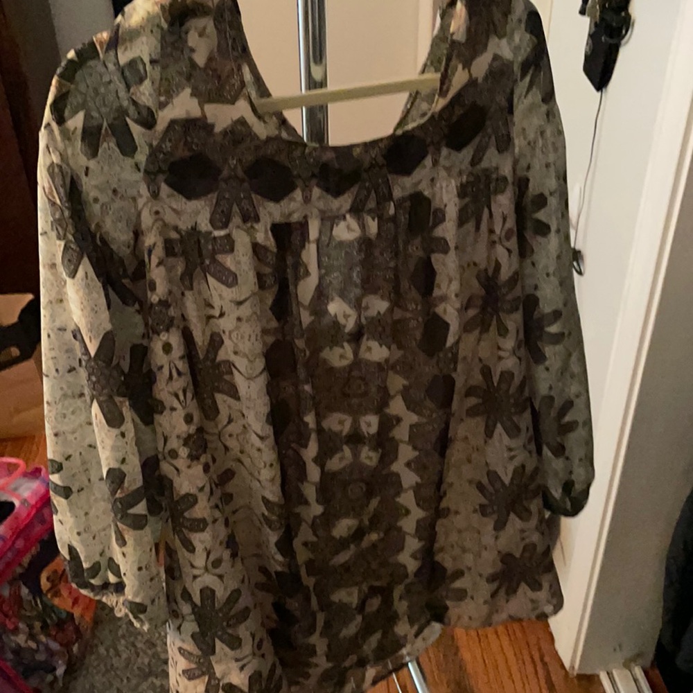Free people long sleeve multi color mini dress, worn only a few times